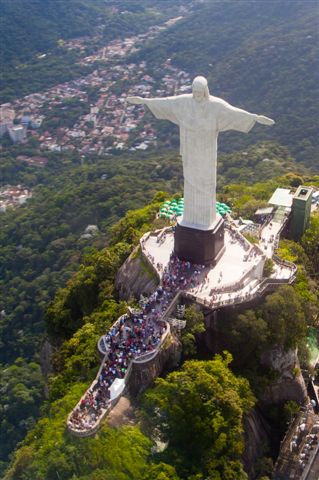 Aerial view of Christ the Redeemer in Rio de Janeiro